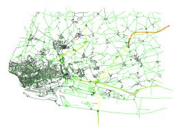 Réseau viaire de la ville du Havre reproduit avec GraphStream